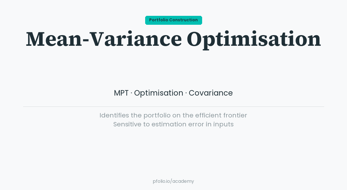 Mean-Variance Optimisation — Portfolio Construction · pfolio Academy