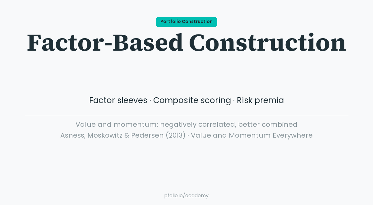 Factor-Based Portfolio Construction — Portfolio Construction · pfolio Academy