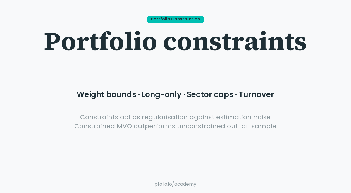 Portfolio Constraints — Portfolio Construction · pfolio Academy