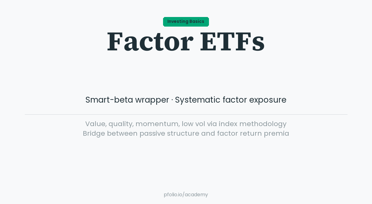 Factor ETFs — Investing Basics · pfolio Academy