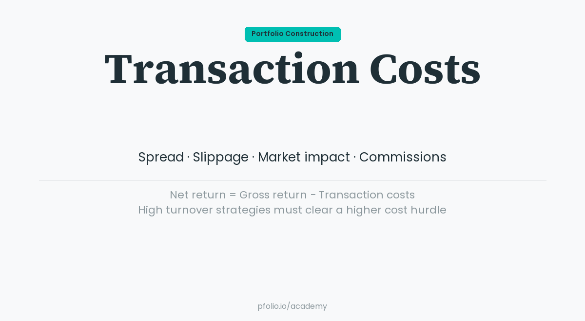 Transaction Costs — Portfolio Construction · pfolio Academy