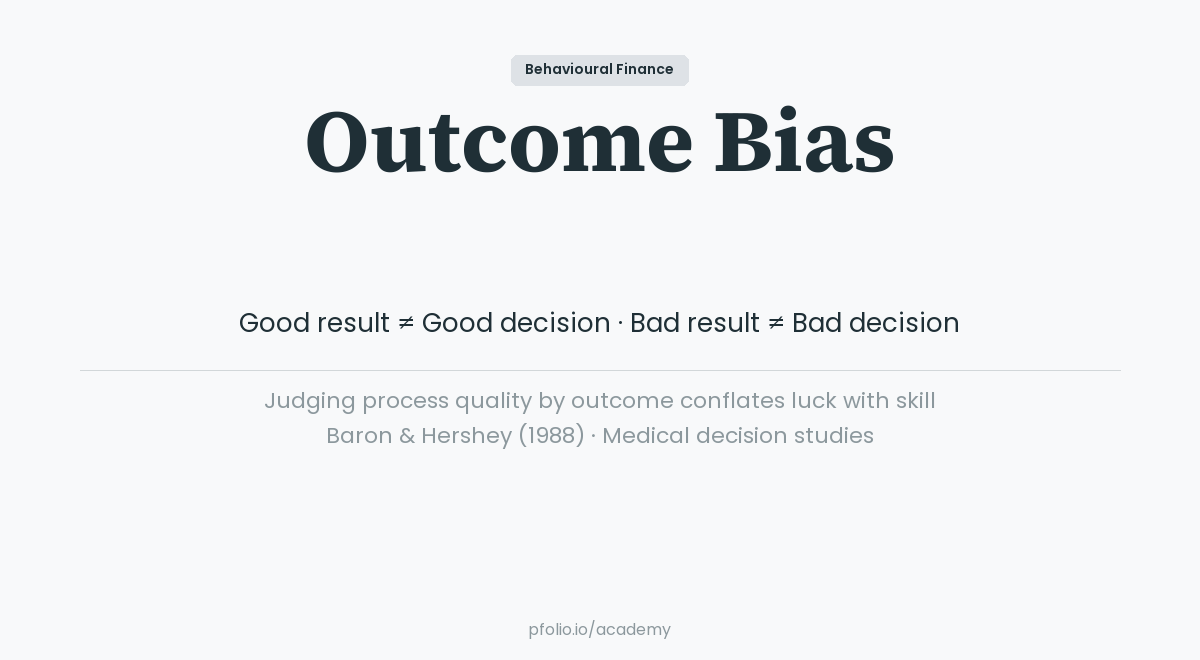 Outcome Bias — Behavioural Finance · pfolio Academy