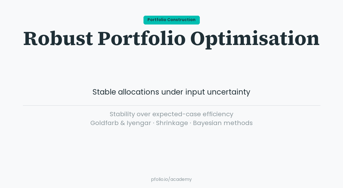 Robust Portfolio Optimisation — Portfolio Construction · pfolio Academy