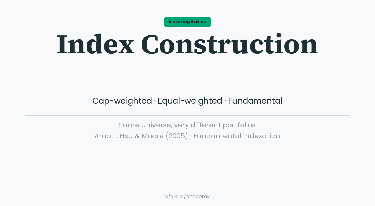 Index Construction Methods — Investing Basics · pfolio Academy