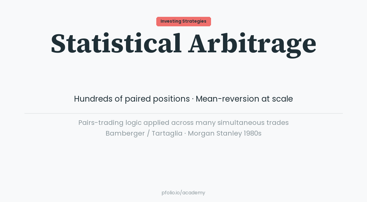 Statistical Arbitrage — Investing Strategies · pfolio Academy