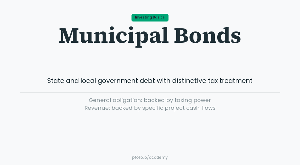 Municipal bonds—Investing Basics · pfolio Academy