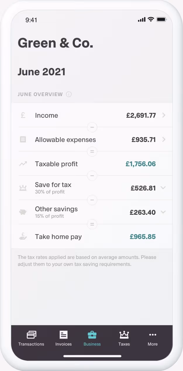 The business overview tool on the Coconut app