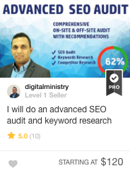 Fiverr Pro SEO audit & keyword research Gig