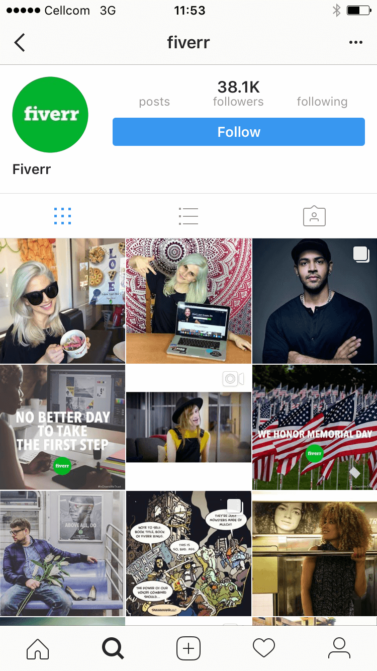 fiverr instagram page