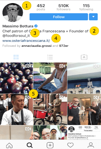 Instagram restaurateur page