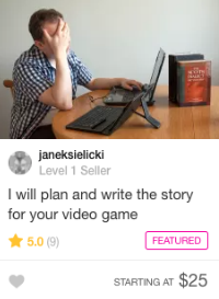 fiverr game writer gig