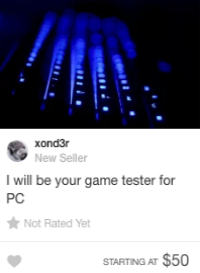 fiverr game tester gig