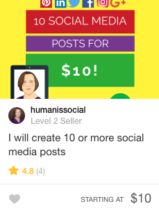 Social media Fiverr gig