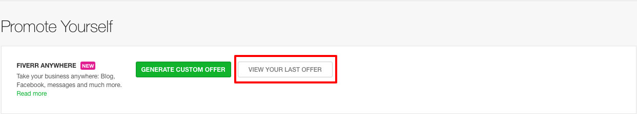 Fiverr previous custom offer view option