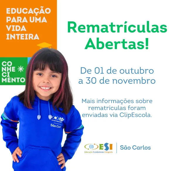 Rematrículas - de 01/10 a 30/11 