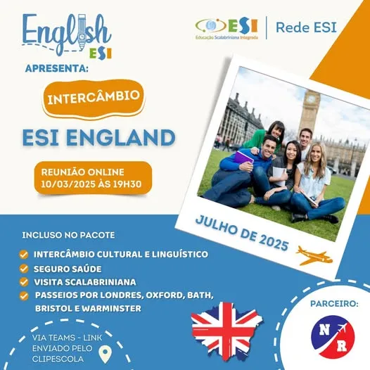 Intercâmbio para a Inglaterra em 2025