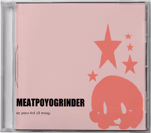 CD cover art with collage of distorted images including a person upside down, bathroom, and outdoor scene with text 'generic fake ambient bullshit for you to larp on tiktok' and 'MEATPODGRINDER'.