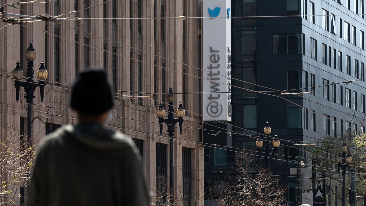 Twitter headquarters is seen on April 26, 2022 in downtown San Francisco, California.