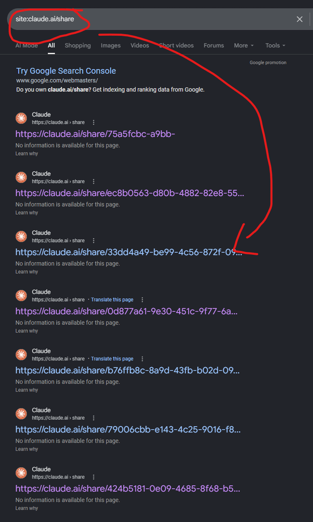 r/ClaudeAI - You can view a lot of shared conversations via Google.