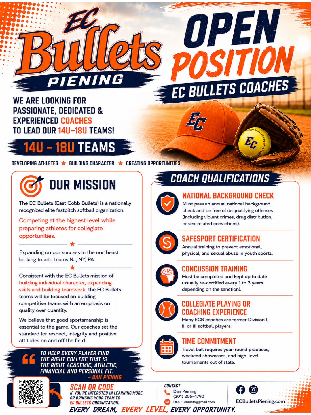 EC Bullets Piening Coach Recruitment Flyer