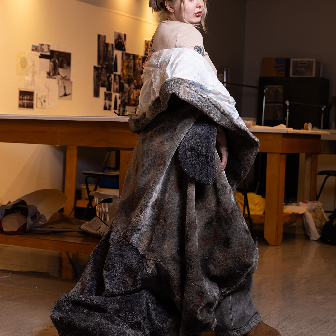 Seal Coat made of recycled fur & plastic bags