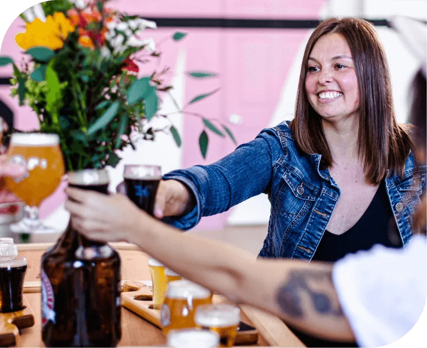 woman getting a beer