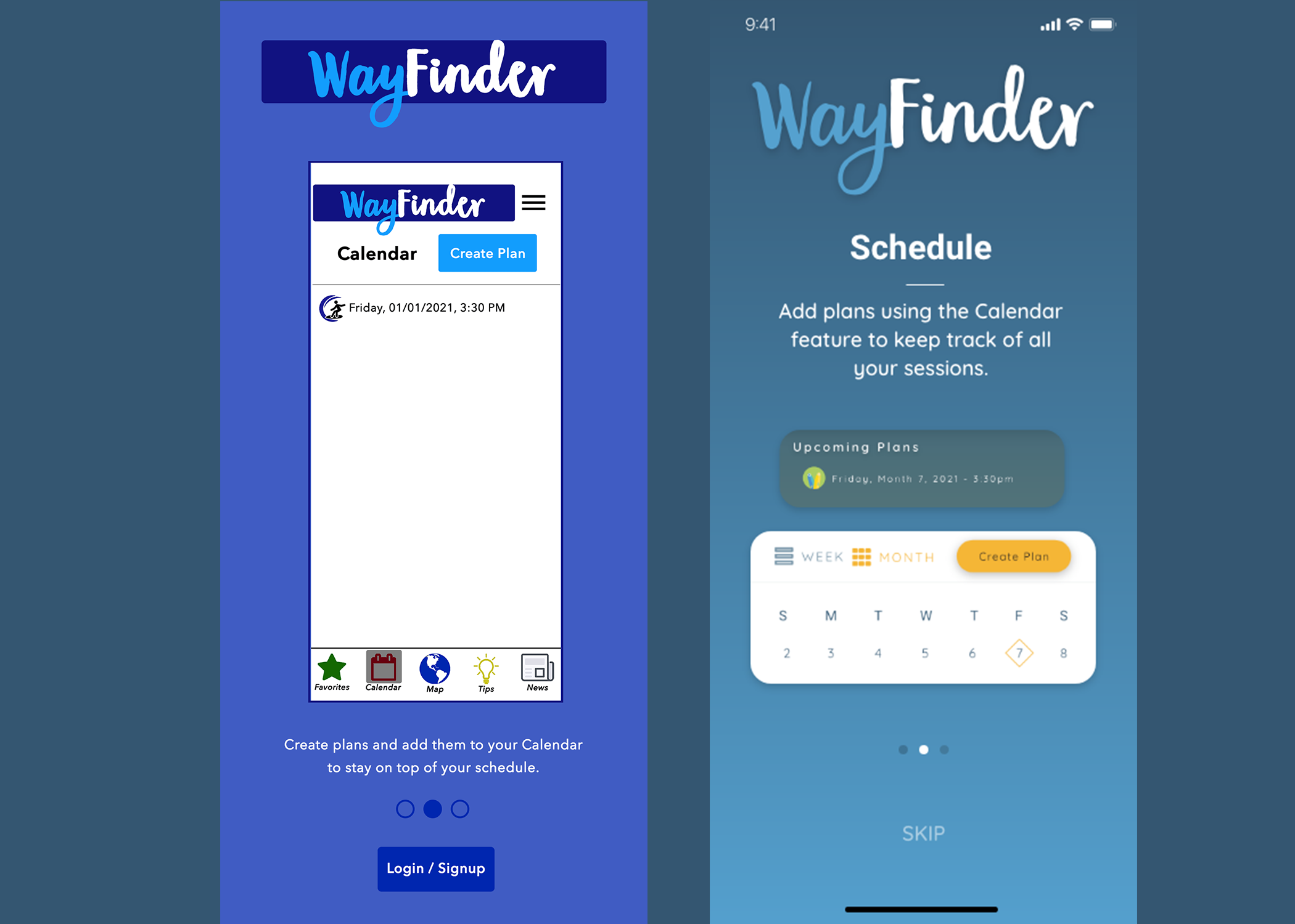 Wireframes of an onboarding page side-by-side to show evolution/changes.