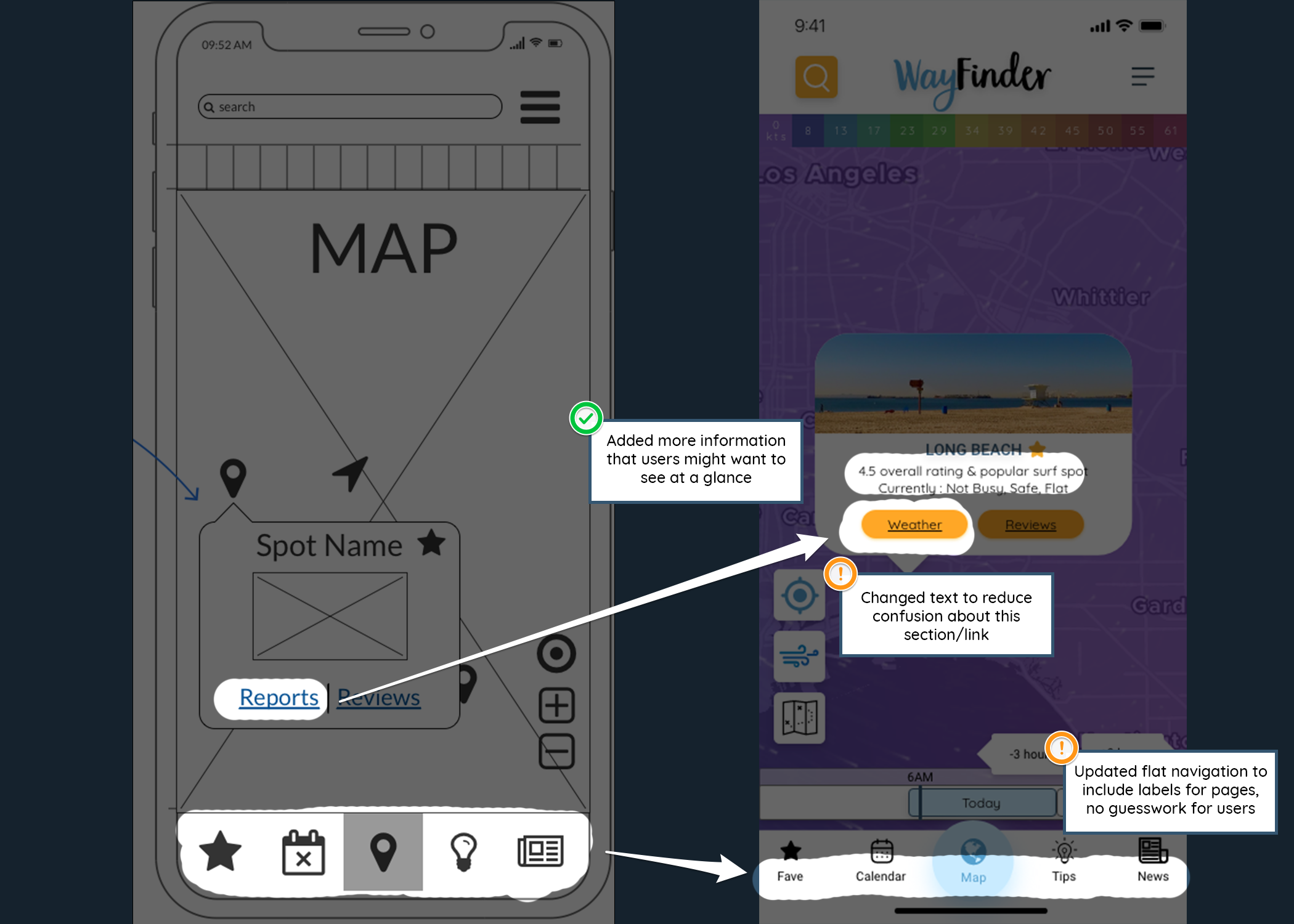 Annotations for changes/updates to the spot overview feature on the map page.