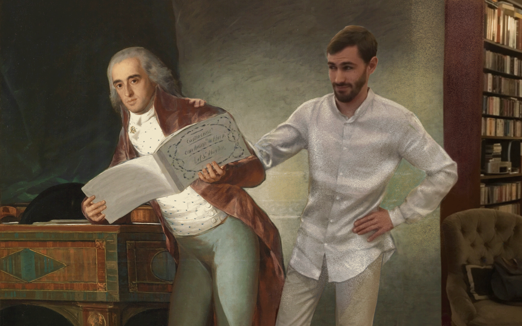 Manuel with the Duque of Alba and Haydn, by Goya + Georgina