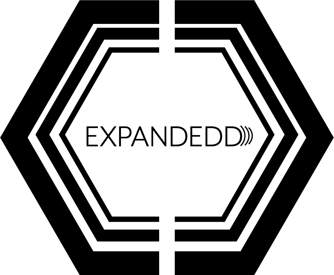 expandedd black logo, music website where you can find serum presets, songs, sounds and sfx files royalty free to be used in your creative works