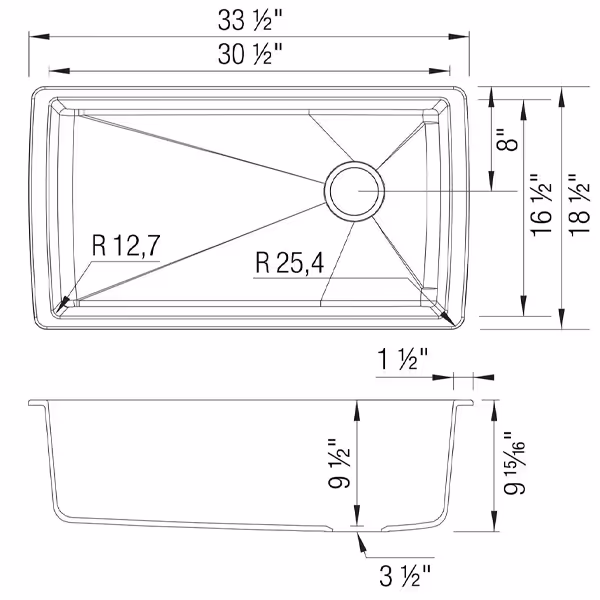 Soft White Single Bowl Sink Dimensions
