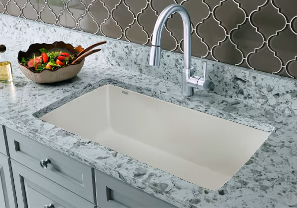 Soft White Single Bowl Sink Installation
