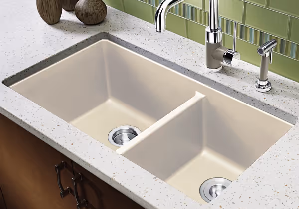 Soft White 60|40 Double Bowl Sink