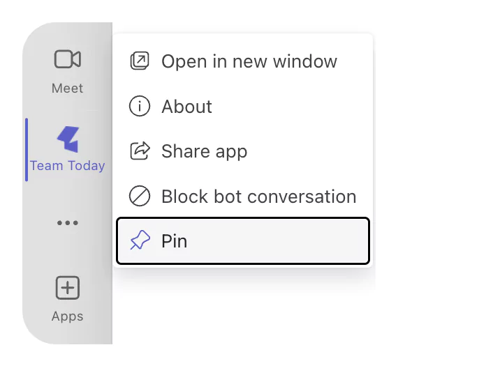 Image showing how to pin the app in MS Teams