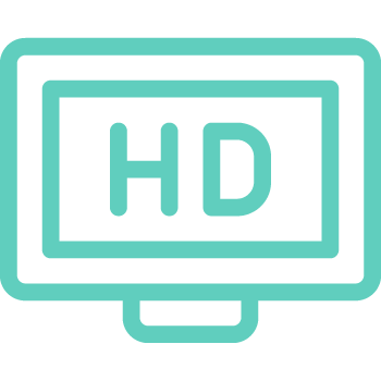 モニターの中にHD（高解像度）の文字が表示されているアイコン