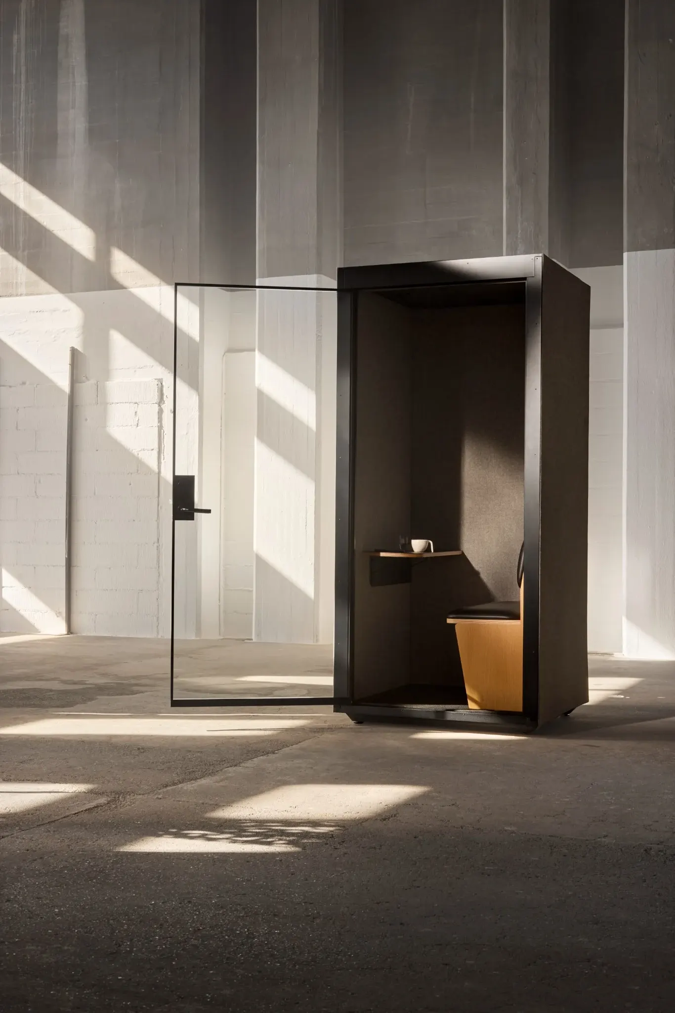 Mutebox acoustic furniture upholstered in Leap, a next-gen material based on upcycled apple pulp