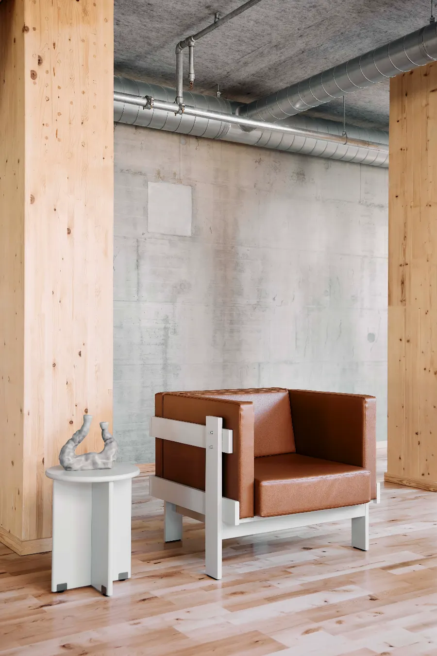 Chair designed by Saskia Hübner, upholstered in Leap