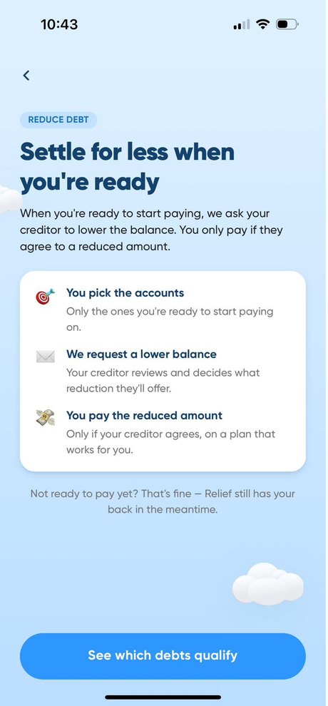 Relief app: settle for less when you are ready
