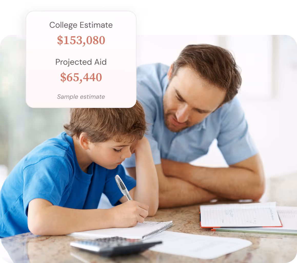A father helping his son with his homework.