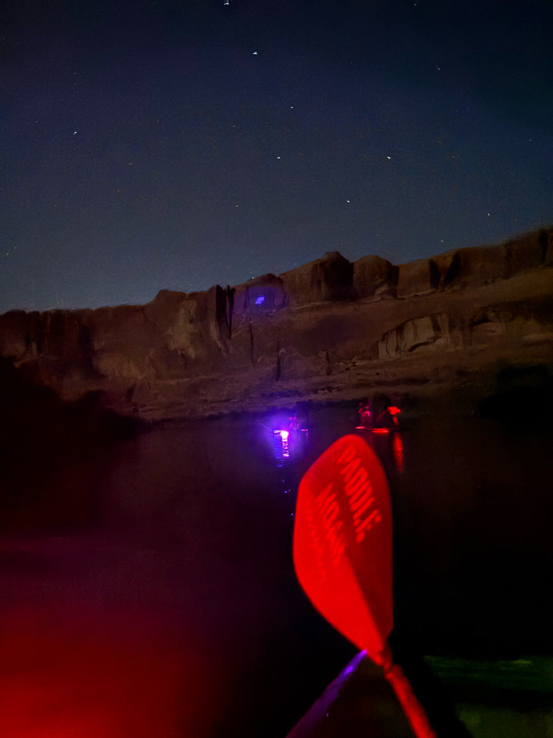 kayaking at night
