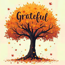 fall trees with the word grateful