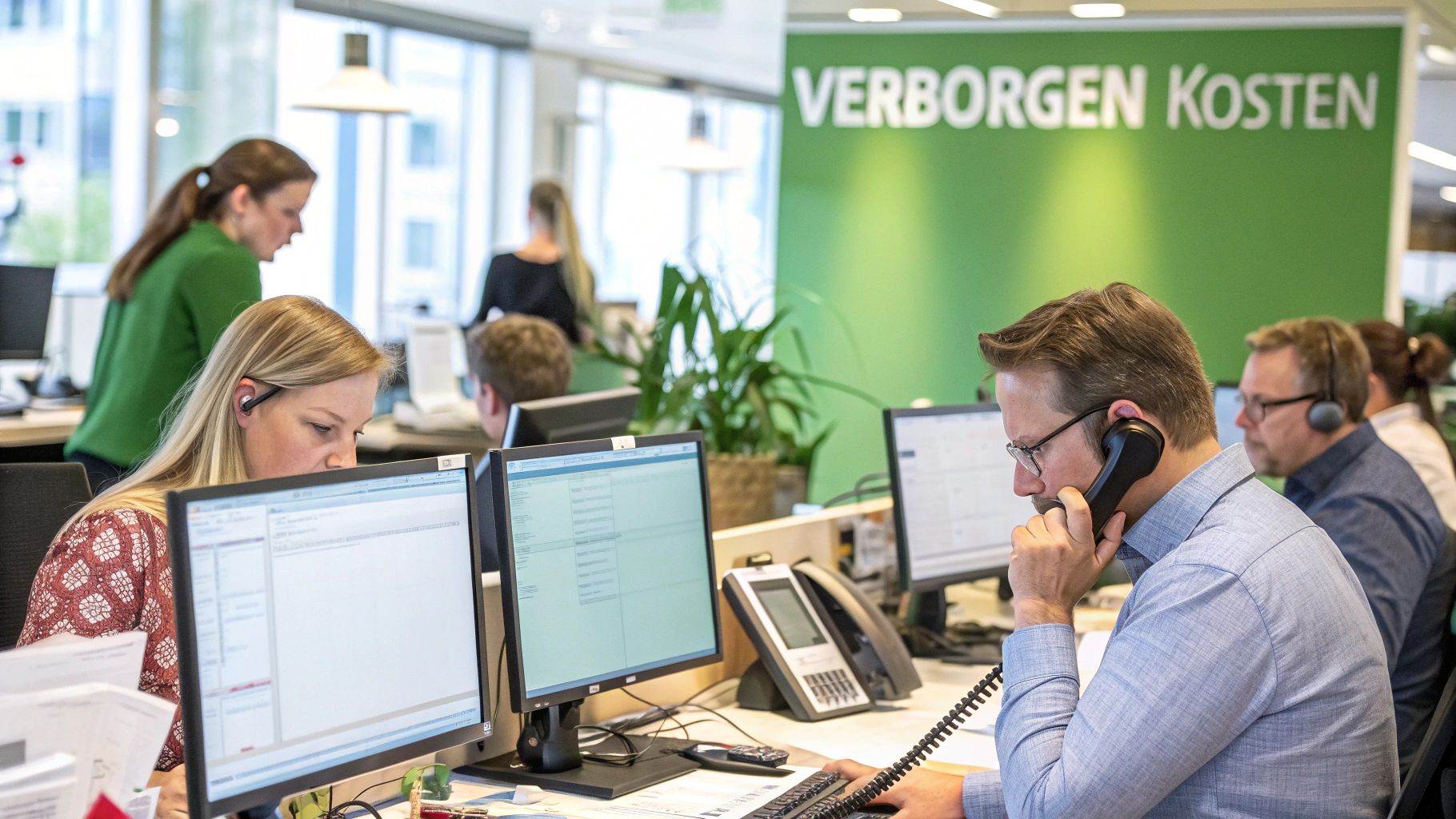 Moderne kantoorruimte met akoestische oplossingen en medewerkers die geconcentreerd werken