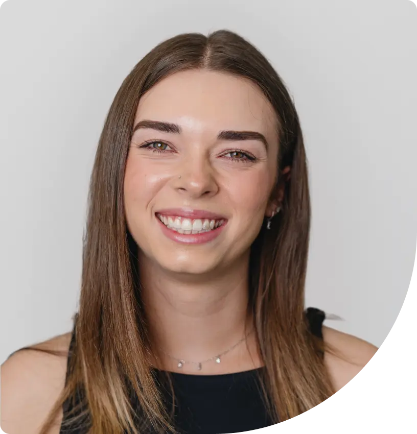 Smiling woman with long hair