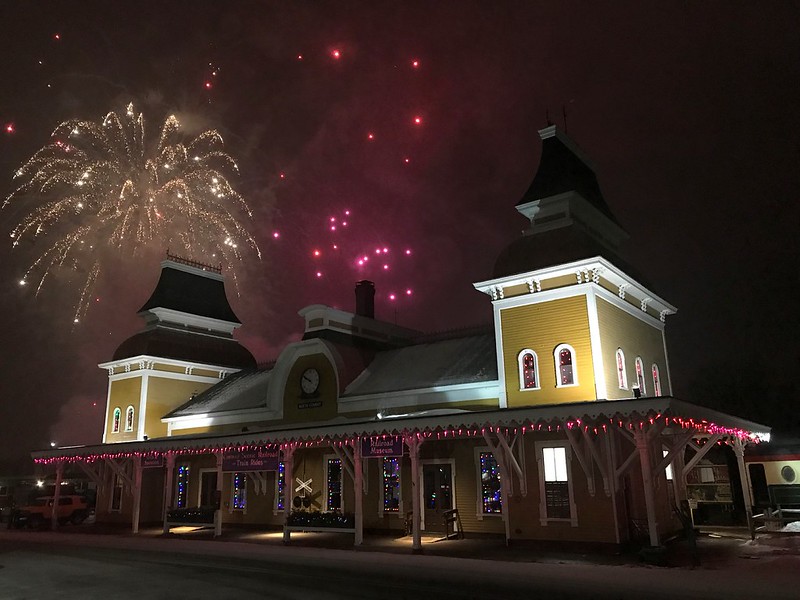 Fireworks over North Conway Village on New Year’s Eve.