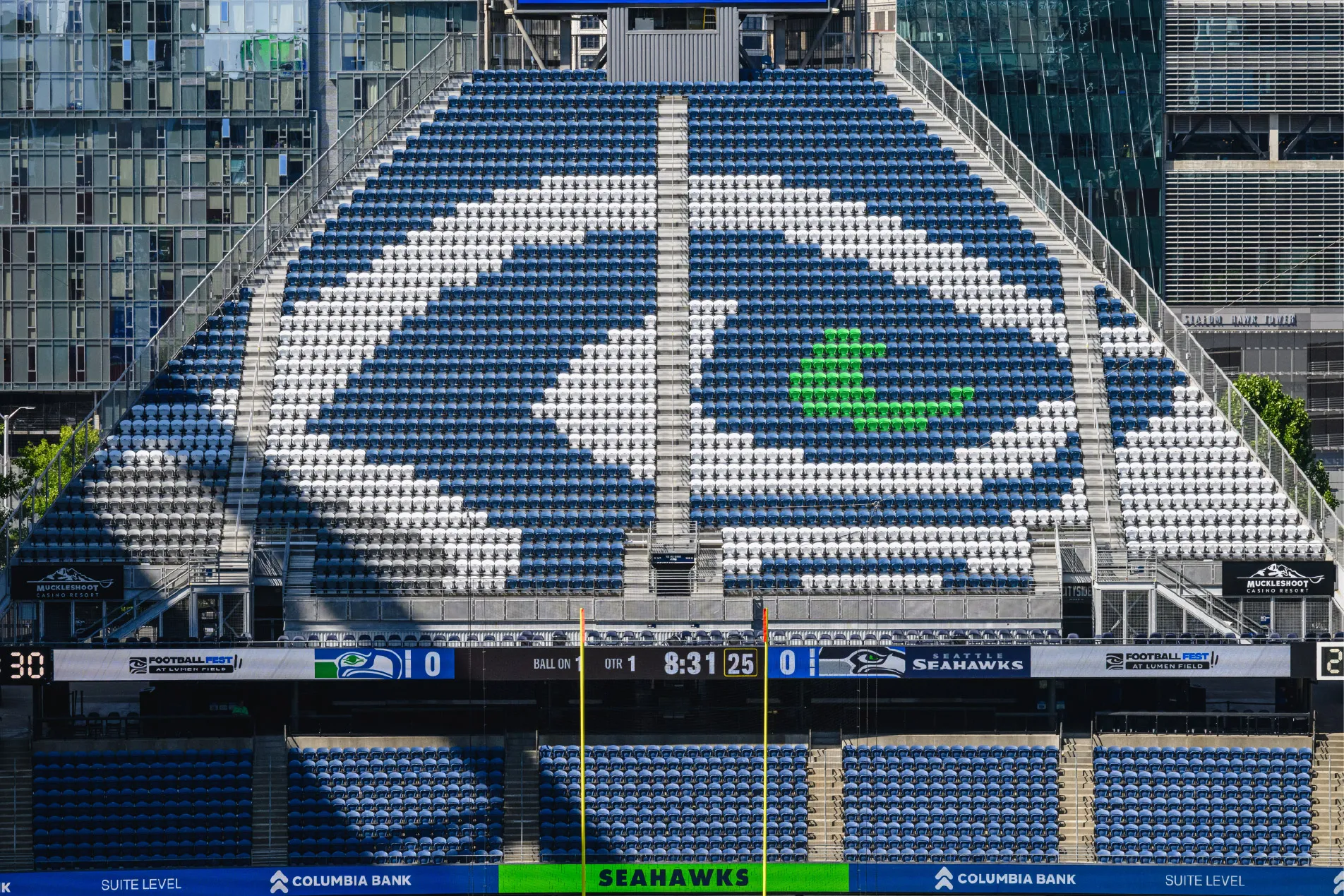 A video board in Lumen Field.