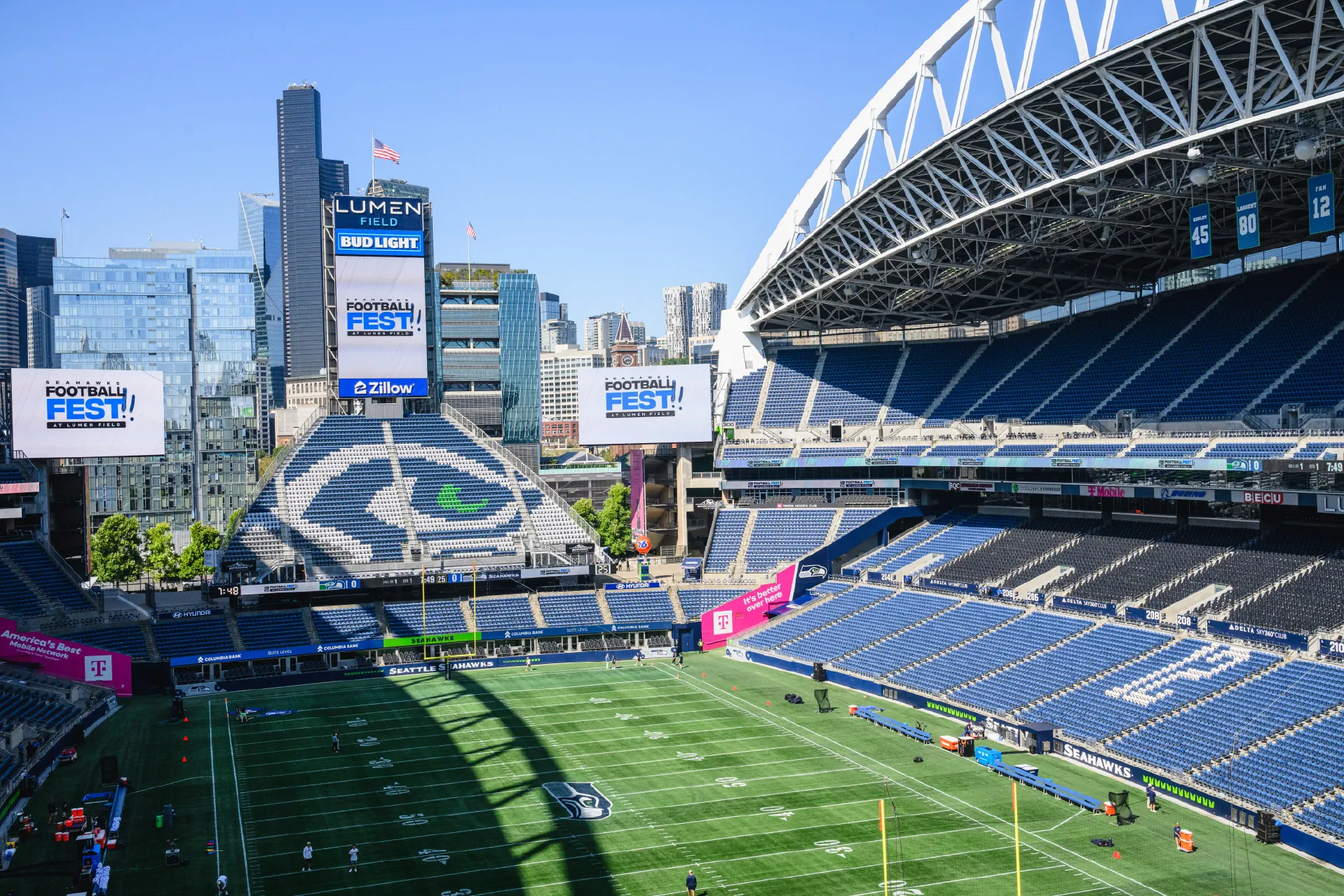 A video board in Lumen Field.