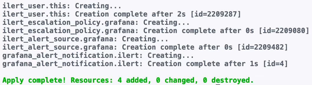 terraform apply output