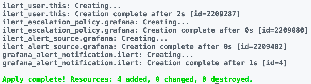 terraform apply output