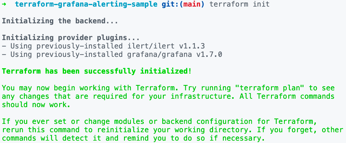 terraform init output