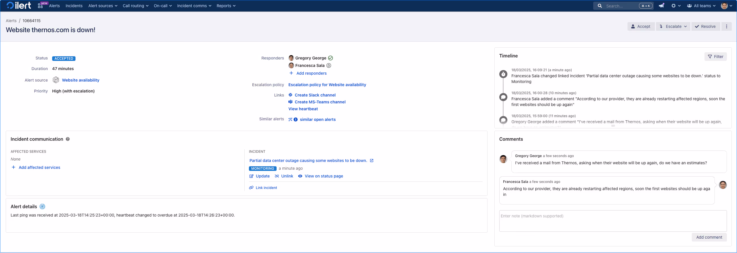 Postmortem creation with ilert